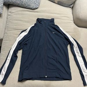 Nike Windbreaker Jacket Navy w/ White Full Zip Swoosh Medium Kids